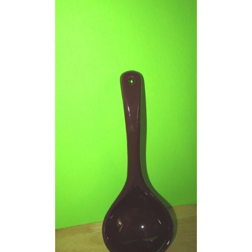 Vintage brown soup ladle shaped kitchen ceramic wall‎ hanging decor 9.75